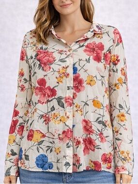 Women’s Plus Size Floral Button-Up Blouse - Size 4X
